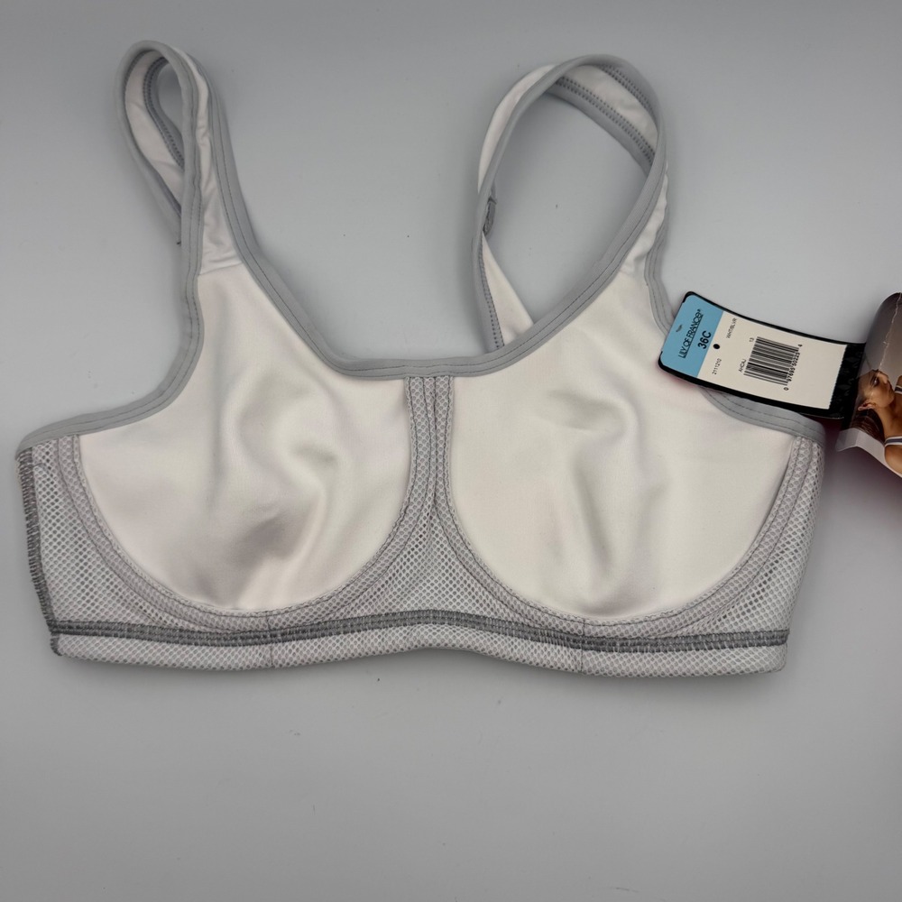 Lily of France In Action Sport Underwire Bra 36C White Silver 2111210 NWT